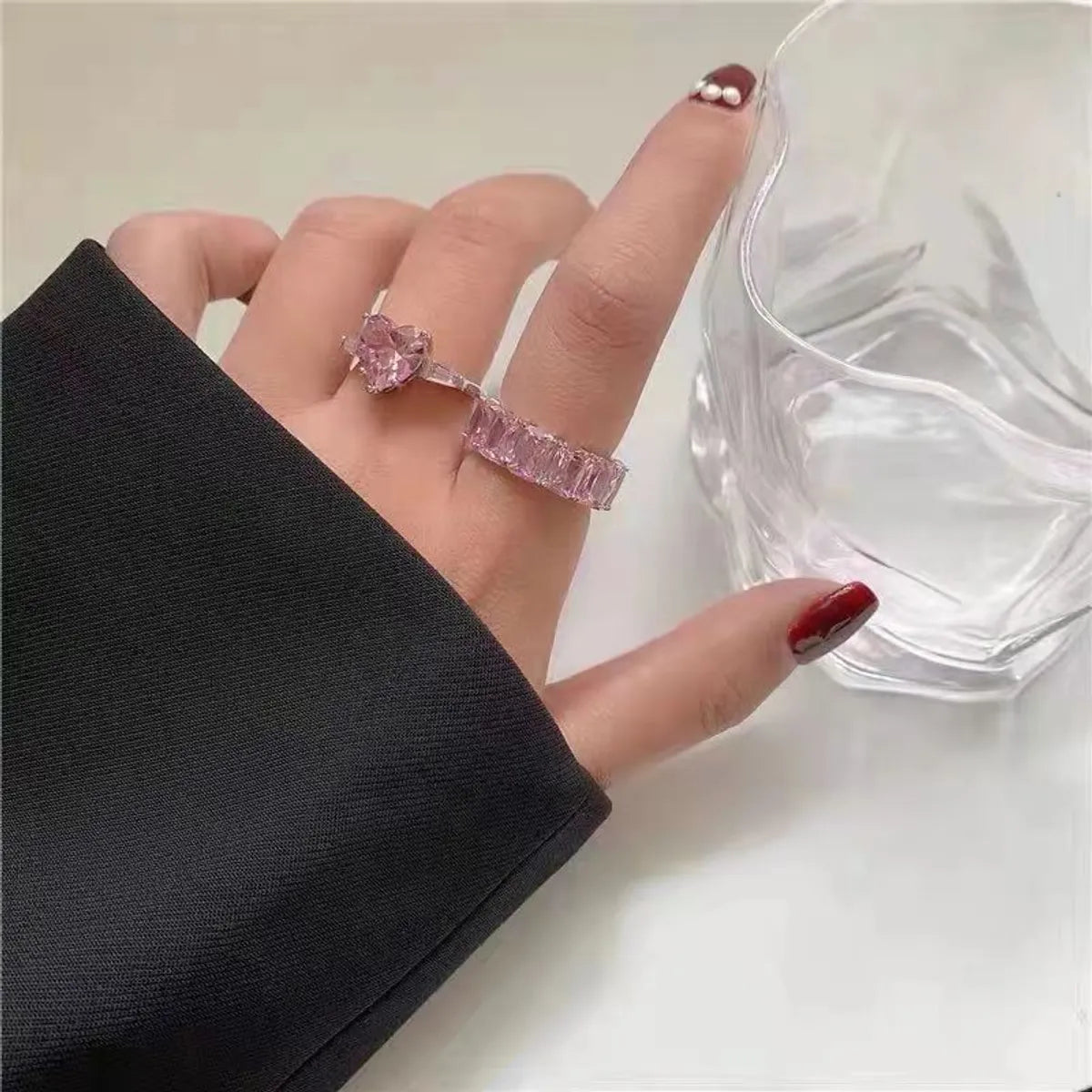 Fashion Geometric Metal Plating Artificial Gemstones Women's Rings 1 Piece