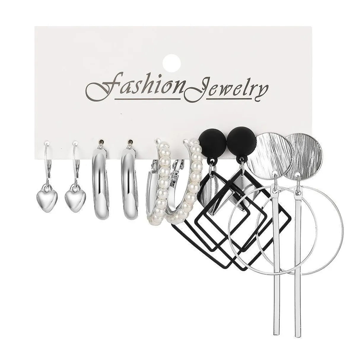 Fashion Geometric Metal Plating Inlay Artificial Pearls Rhinestones Women's Earrings