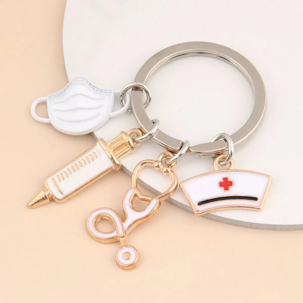 Fashion Geometric Metal Plating Keychain