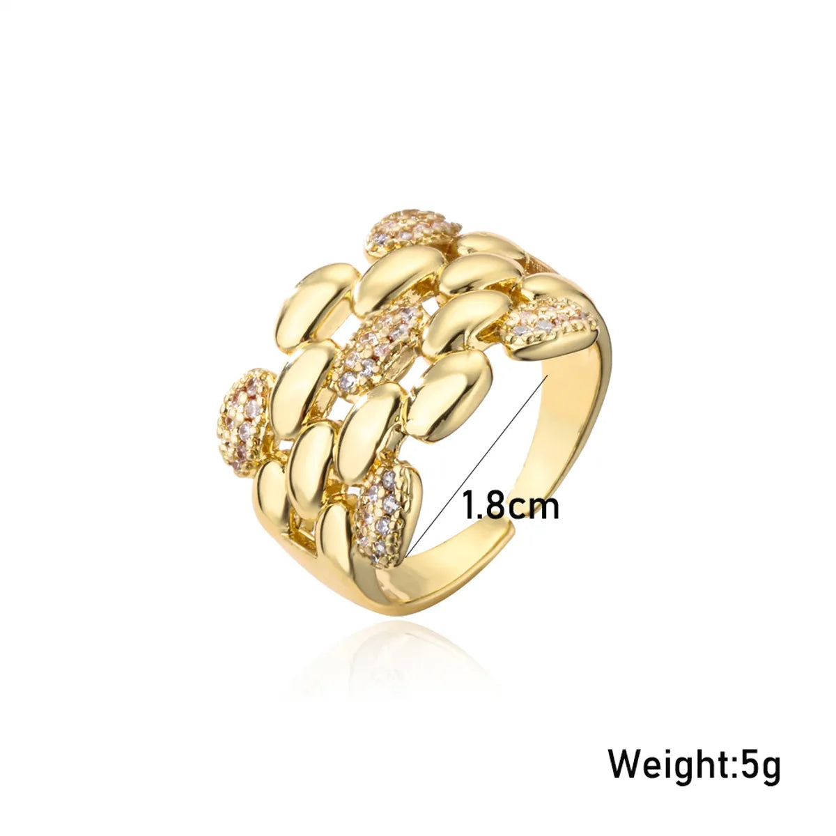 Fashion Geometric Micro-set Zircon Geometric Open Copper Ring