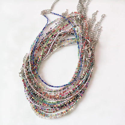 Fashion Geometric Mixed Materials Beaded Necklace