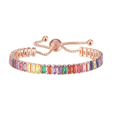 Fashion Geometric Multicolor Copper Bracelets Inlaid Zircon Copper Bracelets 1 Piece