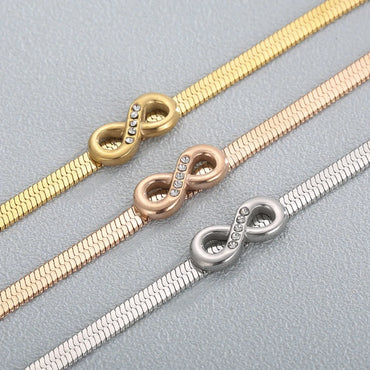 Fashion Geometric Number Titanium Steel Bracelets Inlay Rhinestones Stainless Steel Bracelets