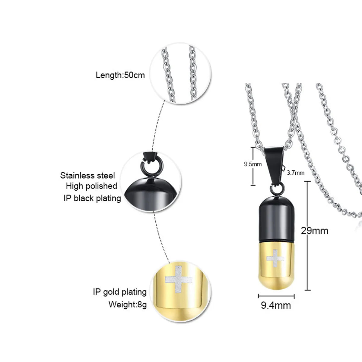 Fashion Geometric Pill Titanium Steel Necklace Plating Stainless Steel Necklaces