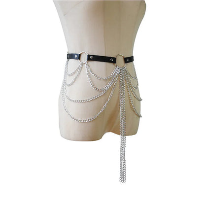 Fashion Geometric Pu Leather Tassel Women'S Chain Belts