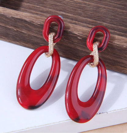 Fashion Geometric Resin Stoving Varnish Women's Drop Earrings 1 Pair