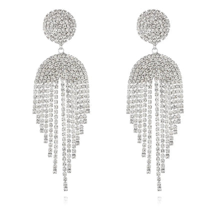 Fashion Geometric Rhinestone Tassel Artificial Gemstones Women's Drop Earrings 1 Pair