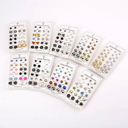 Fashion Geometric Rhinestone Women's Ear Studs 12 Pairs