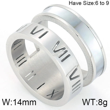 Wholesale Jewelry Fashion Geometric Roman Numeral Titanium Steel Rhinestones 18K Gold Plated Plating Inlay Rings