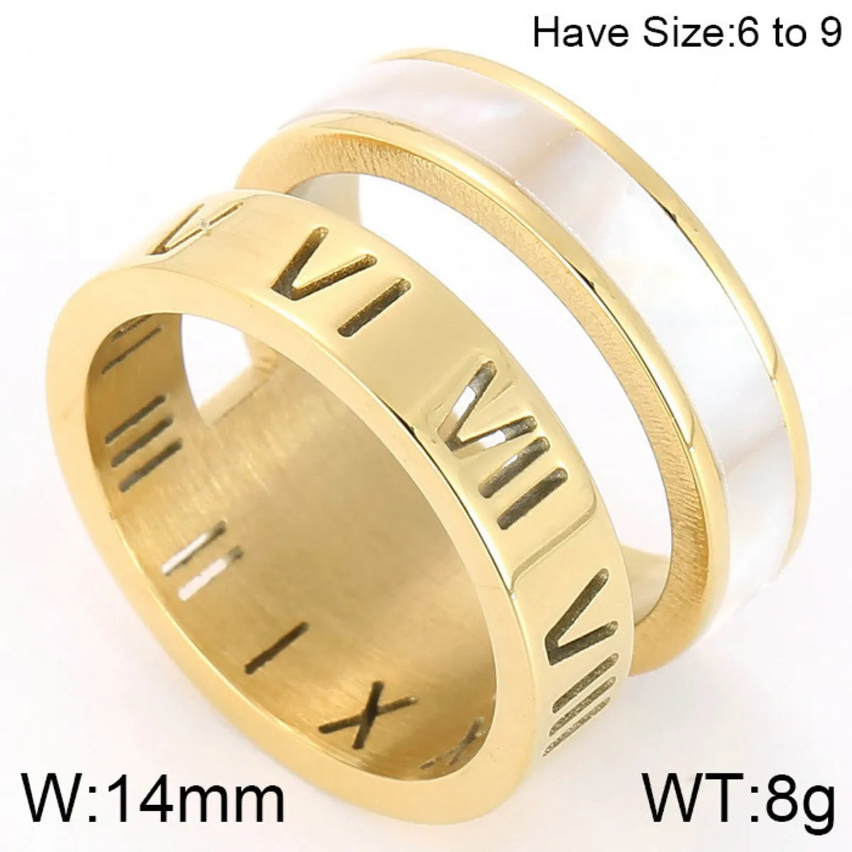 Wholesale Jewelry Fashion Geometric Roman Numeral Titanium Steel Rhinestones 18K Gold Plated Plating Inlay Rings