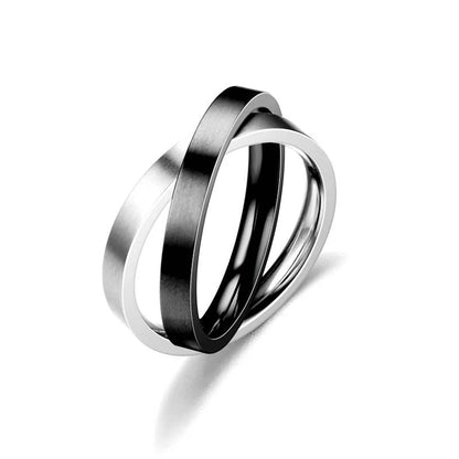 Fashion Geometric Rotating Stainless Steel Contrast Color Ring