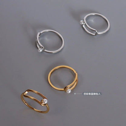 Wholesale Jewelry Fashion Geometric 304 Stainless Steel Artificial Pearls 18K Gold Plated Plating