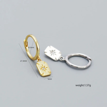 Fashion Geometric Silver Earrings Eight Awn Star Plating Gem 925 Silver Earrings