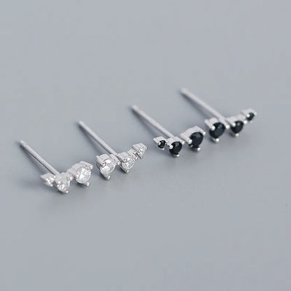 Fashion Geometric Silver Inlay Rhinestones Ear Studs 1 Pair