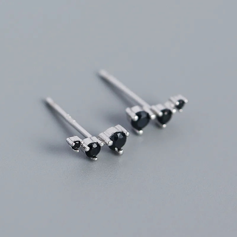 Fashion Geometric Silver Inlay Rhinestones Ear Studs 1 Pair