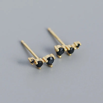 Fashion Geometric Silver Inlay Rhinestones Ear Studs 1 Pair