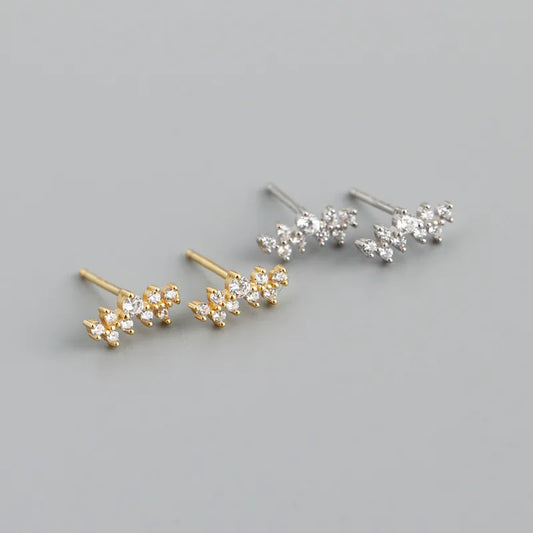 Fashion Geometric Silver Inlay Zircon Ear Studs 1 Pair