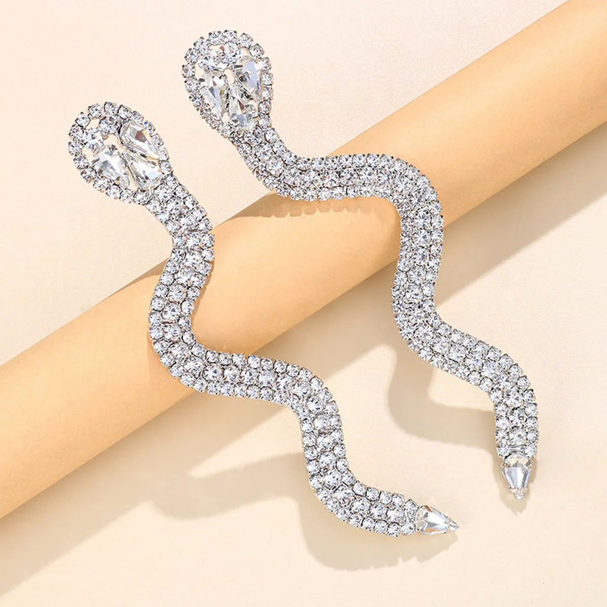 Fashion Geometric Snake Rhinestone Metal Earrings