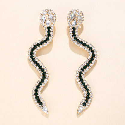 Fashion Geometric Snake Rhinestone Metal Earrings