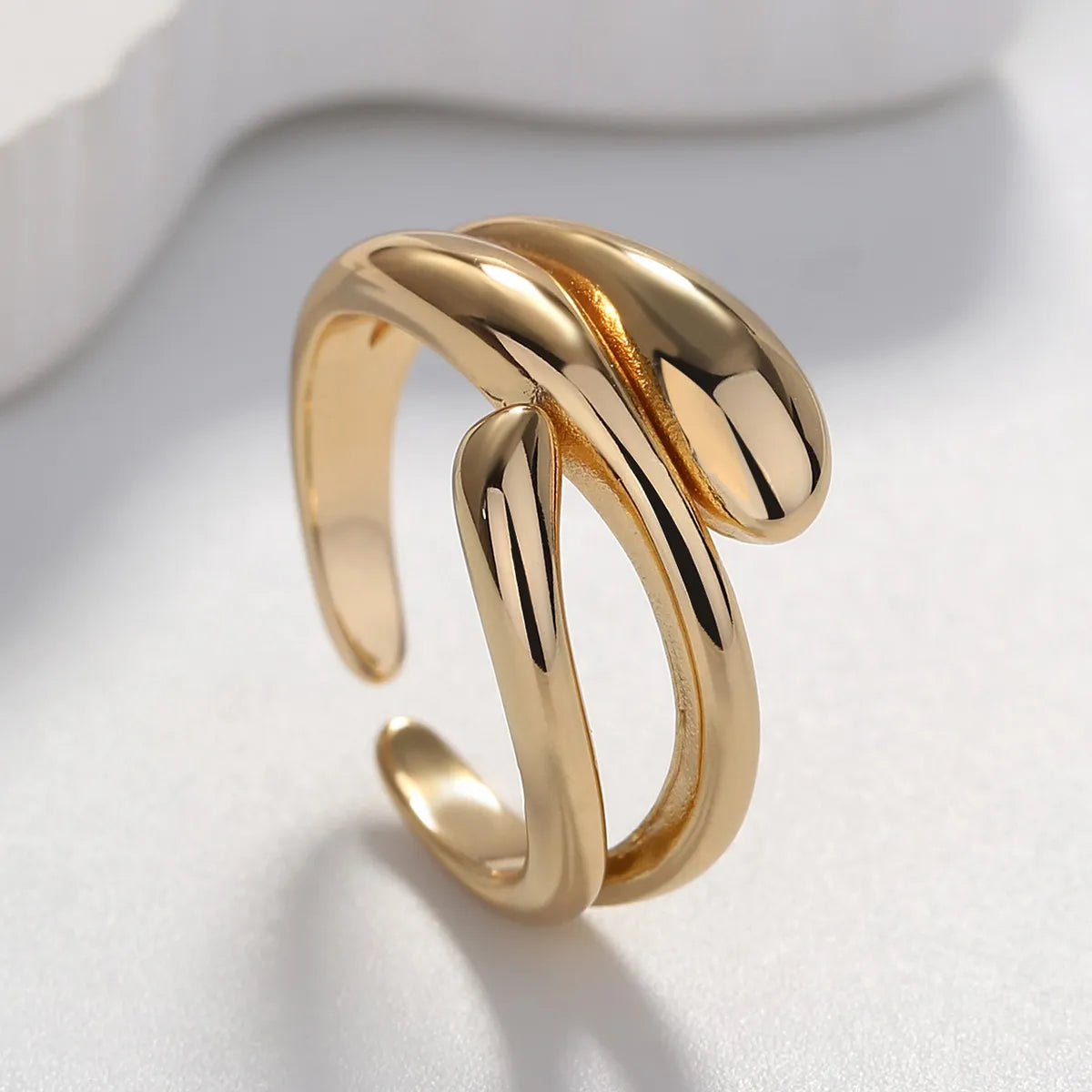 Fashion Geometric Solid Color Brass Open Ring In Bulk