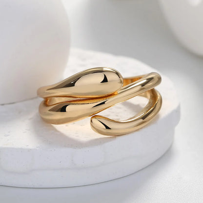 Fashion Geometric Solid Color Brass Open Ring In Bulk