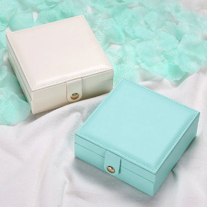 Fashion Geometric Solid Color Pu Leather Metal Jewelry Boxes