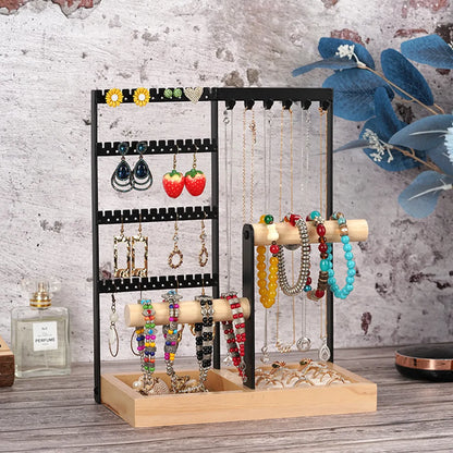 Fashion Geometric Solid Wood Iron Jewelry Display Jewelry Rack