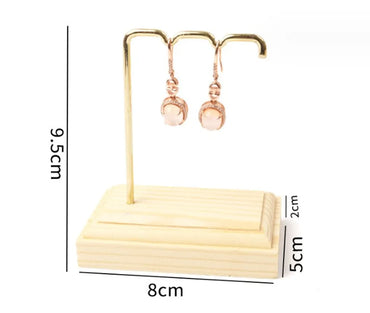 Fashion Geometric Solid Wood Metal Jewelry Rack