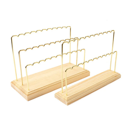 Fashion Geometric Solid Wood Metal Jewelry Rack