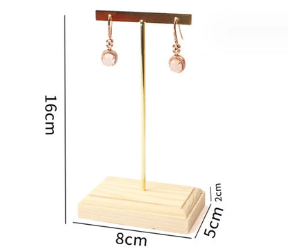 Fashion Geometric Solid Wood Metal Jewelry Rack