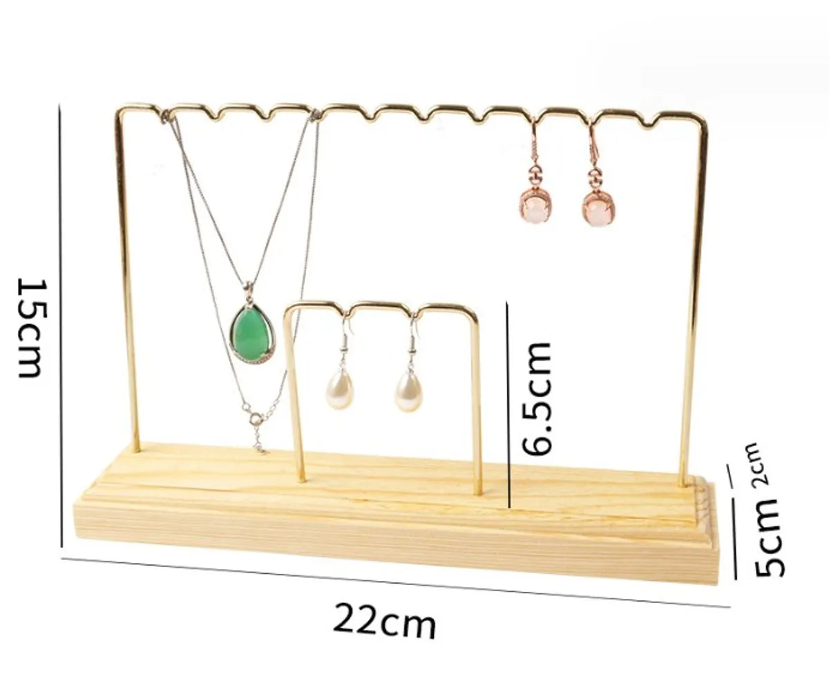 Fashion Geometric Solid Wood Metal Jewelry Rack