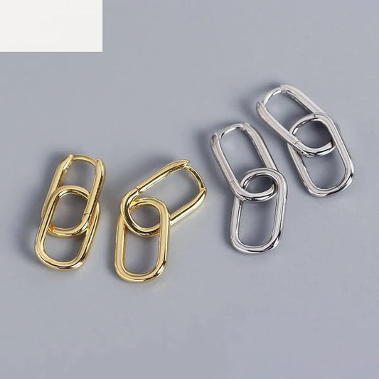 Fashion Geometric Square Interlocking Copper Earrings