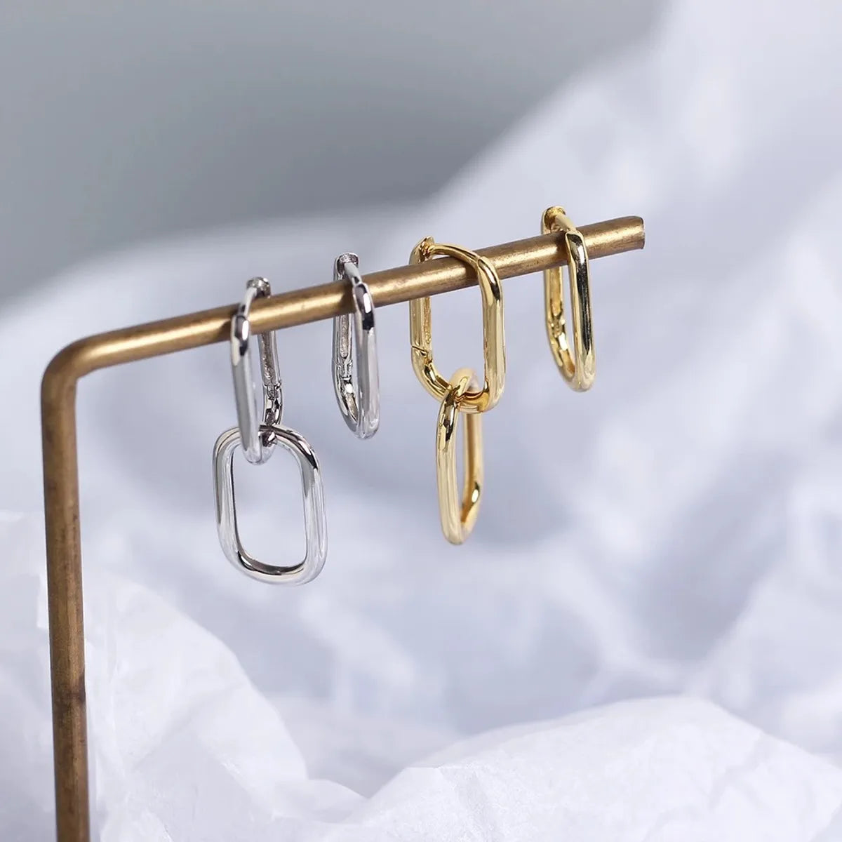 Fashion Geometric Square Interlocking Copper Earrings