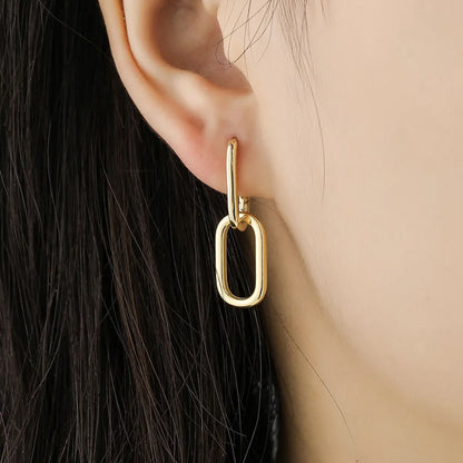 Fashion Geometric Square Interlocking Copper Earrings