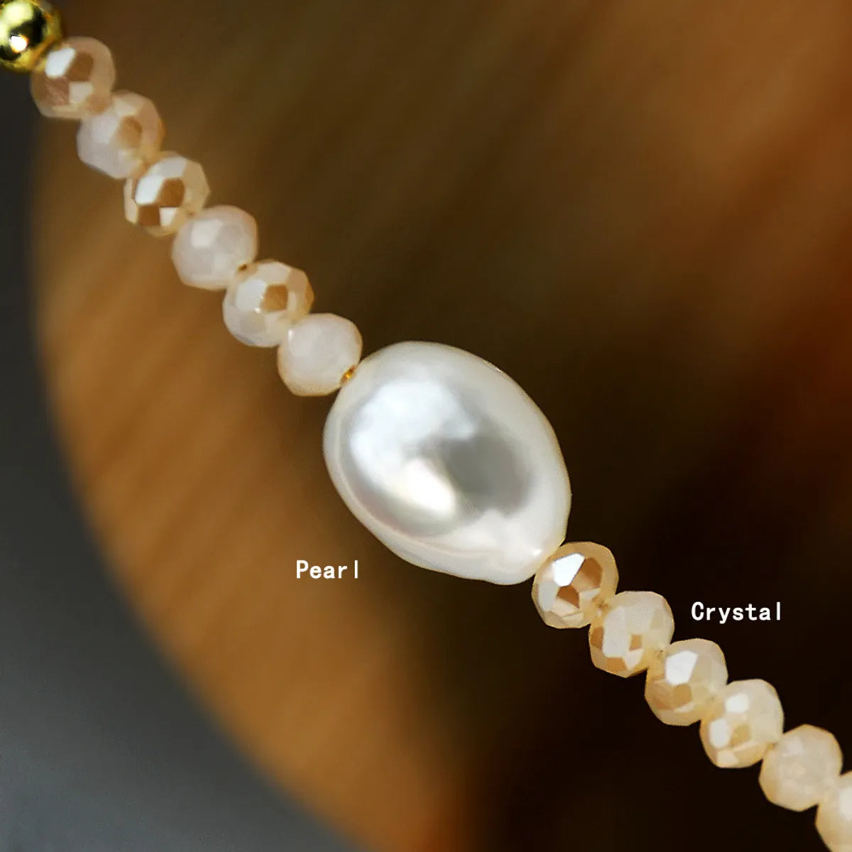 Fashion Geometric Stainless Steel Artificial Crystal Beaded Pearl Necklace