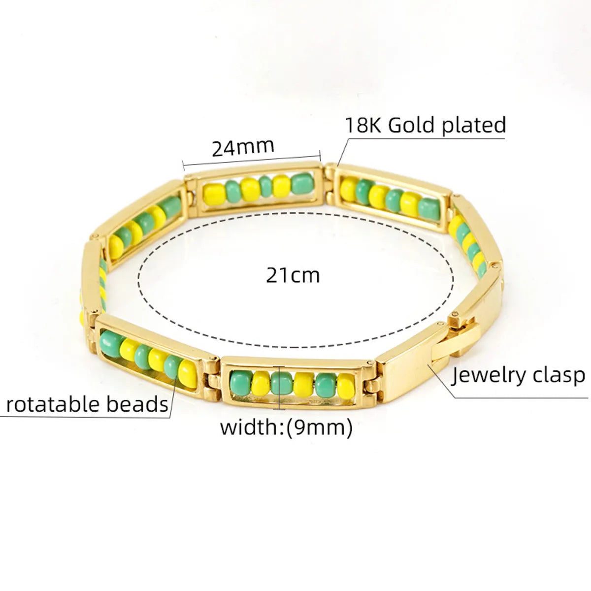 Fashion Geometric Stainless Steel Gold Plated Beads Bracelets