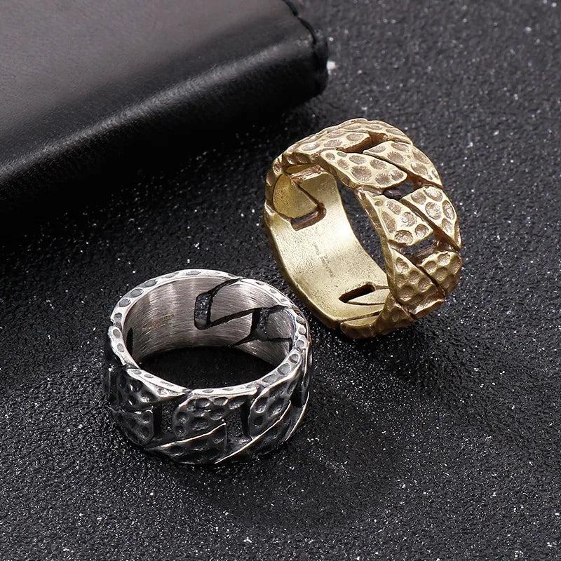 Fashion Geometric Stainless Steel Criss Cross Stripe Men'S Rings