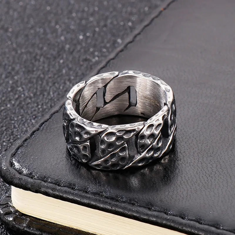 Fashion Geometric Stainless Steel Criss Cross Stripe Men'S Rings