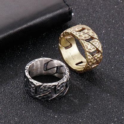 Fashion Geometric Stainless Steel Criss Cross Stripe Men'S Rings