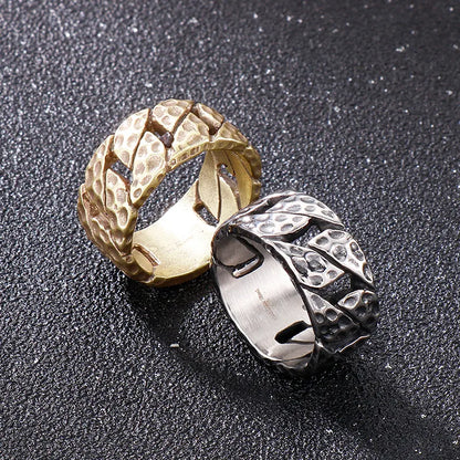 Fashion Geometric Stainless Steel Criss Cross Stripe Men'S Rings