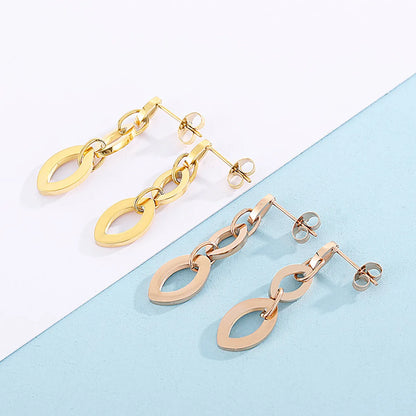 Fashion Geometric Stainless Steel Drop Earrings Patchwork Stainless Steel Earrings