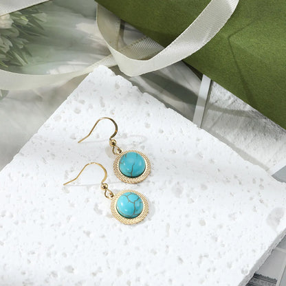 Fashion Geometric Stainless Steel Earrings Plating Turquoise Stainless Steel Earrings