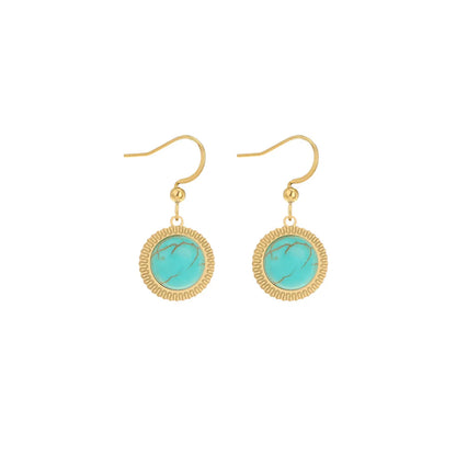 Fashion Geometric Stainless Steel Earrings Plating Turquoise Stainless Steel Earrings