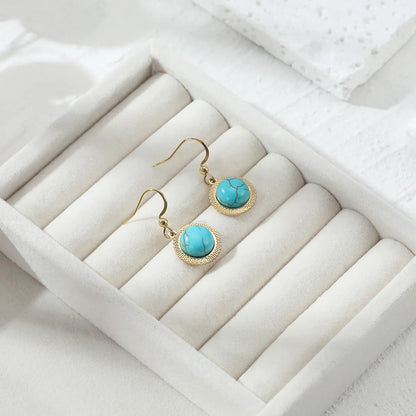 Fashion Geometric Stainless Steel Earrings Plating Turquoise Stainless Steel Earrings