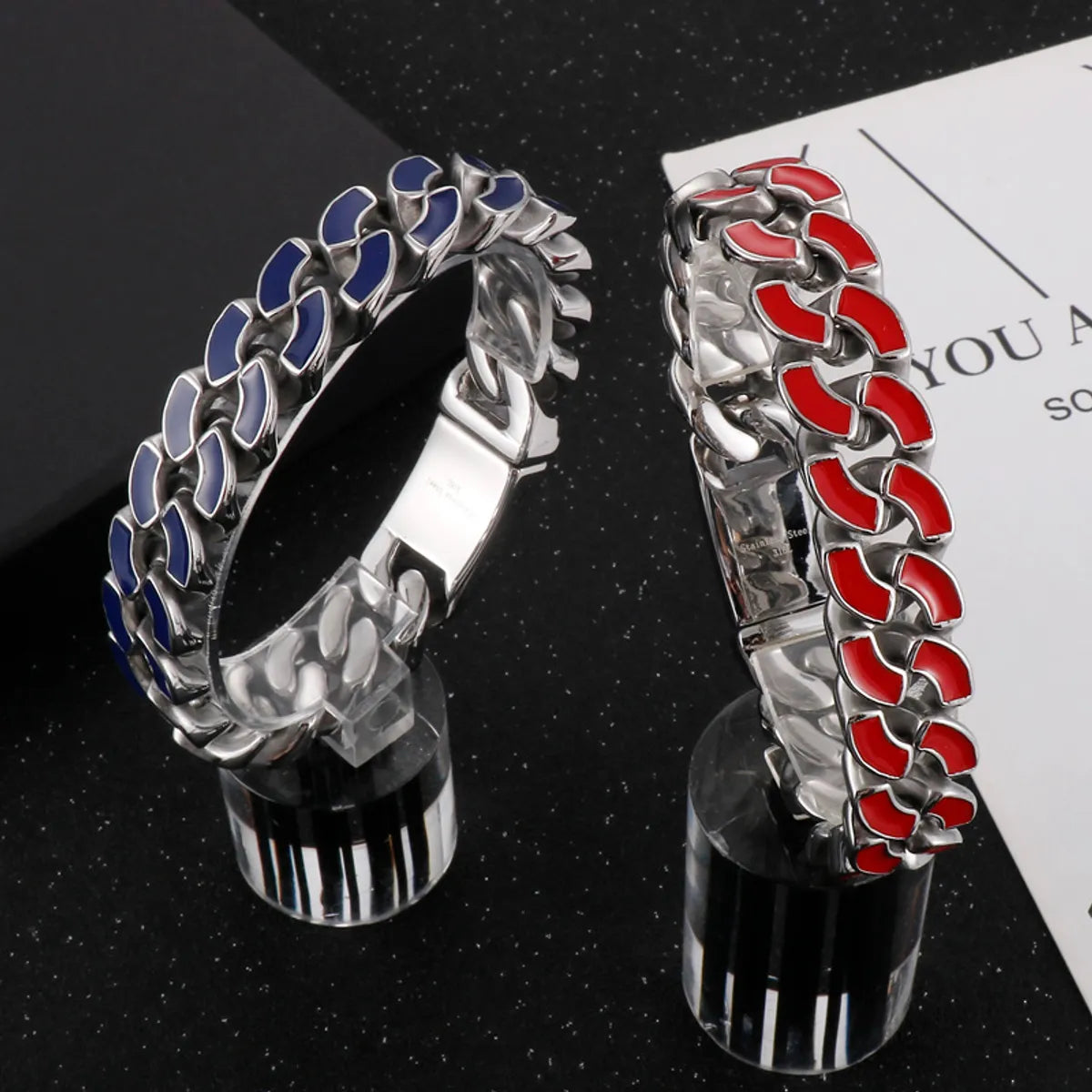 Fashion Geometric Stainless Steel Enamel Bracelets 1 Piece