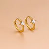 1 Pair Fashion Geometric Gold Plated Stainless Steel Zircon Gold Plated Hoop Earrings