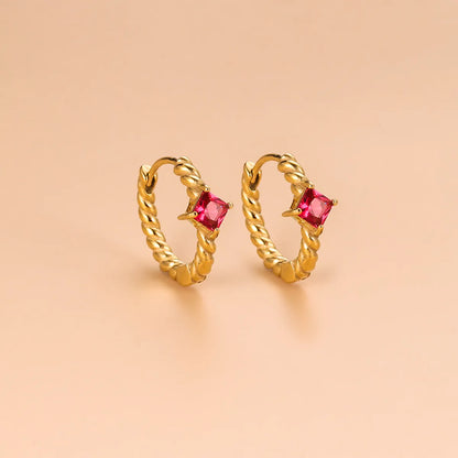 1 Pair Fashion Geometric Gold Plated Stainless Steel Zircon Gold Plated Hoop Earrings