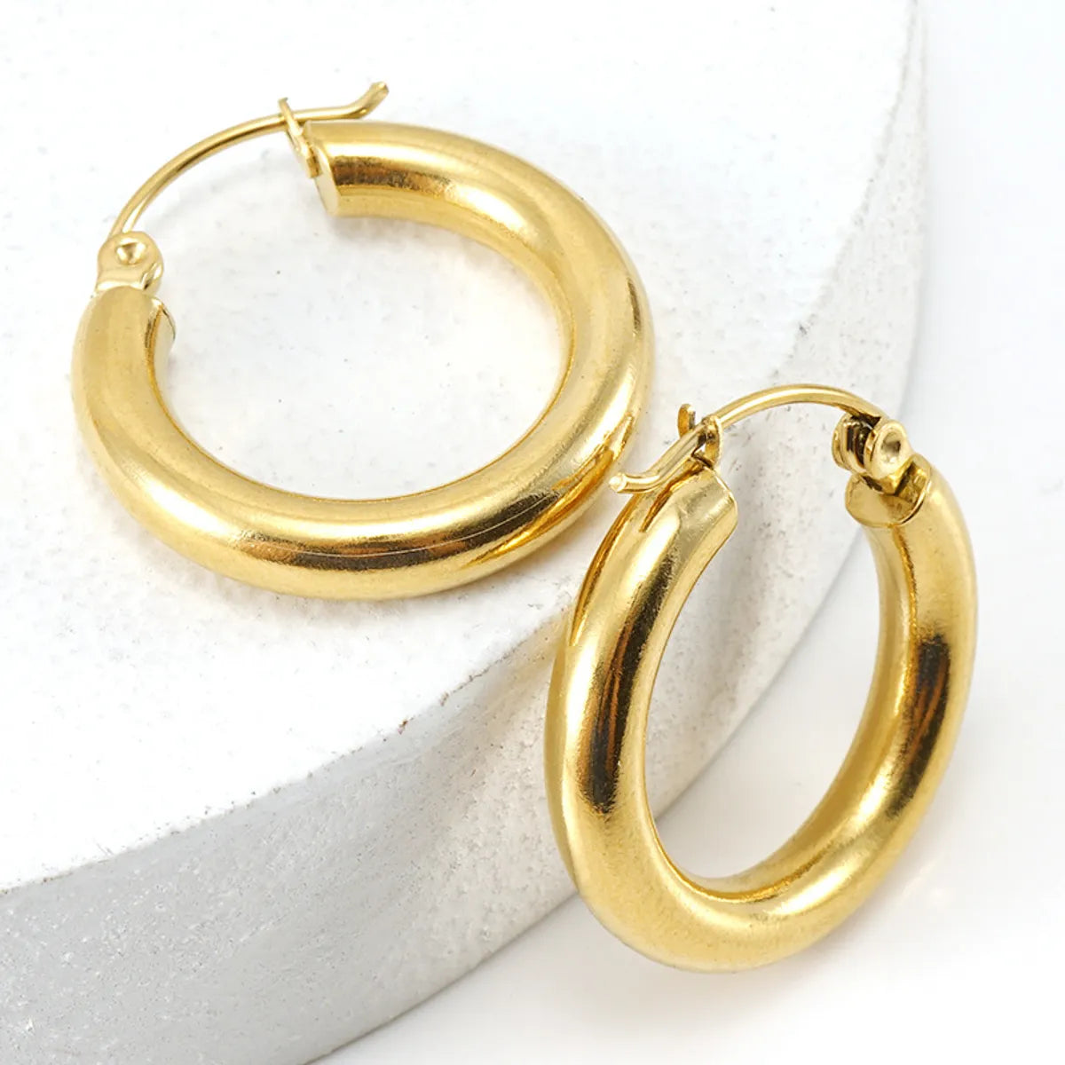 Fashion Geometric Stainless Steel Hoop Earrings Plating Stainless Steel Earrings