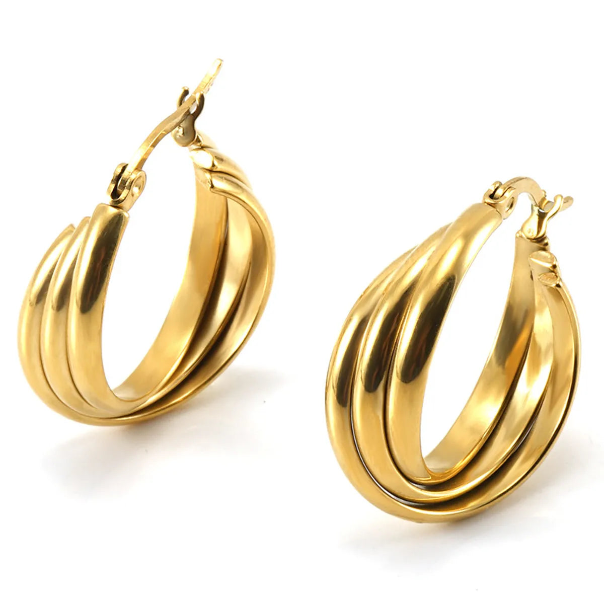 Fashion Geometric Plating Stainless Steel Hoop Earrings