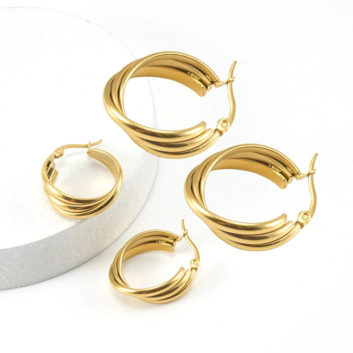 Fashion Geometric Plating Stainless Steel Hoop Earrings